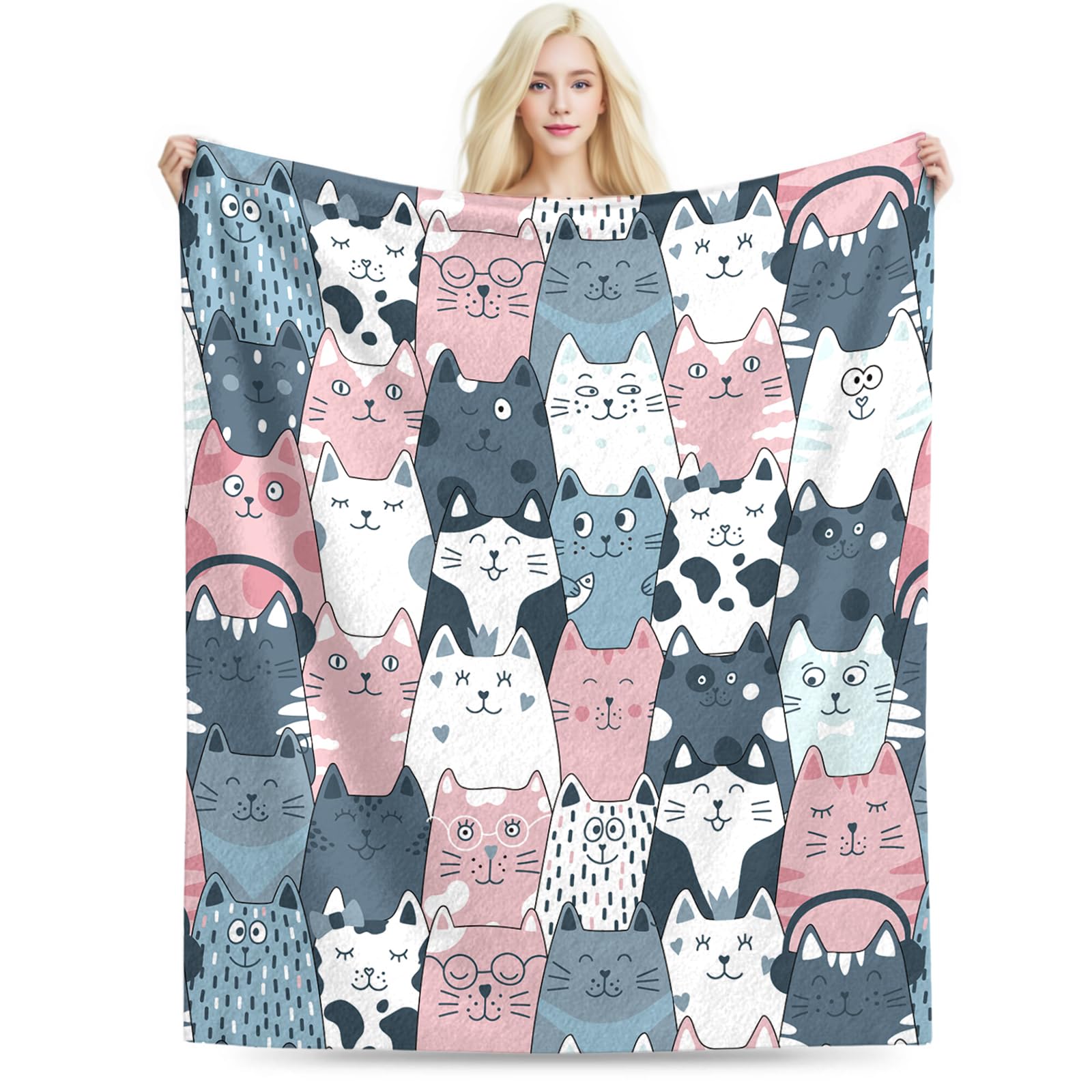 Cat Blanket, Cats Gifts for Girls Women, Cat Gift for Cats Lovers, Birthday Gifts Decor Throw Blanket 50"x60"