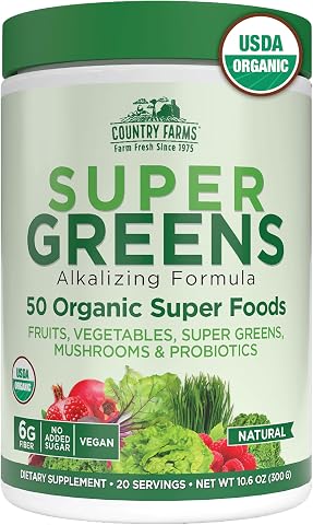 Country Farms Organic Super Greens Powder, 50 Superfoods