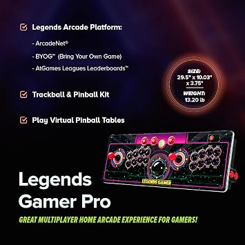 Legends Gamer Pro, Deluxe Table Top Arcade Game Machine, Home Arcade, Classic Retro Video Games, 150 Licensed Arcade & Games, Includes Action Fighting Puzzle Sports & More, WiFi Connectivity