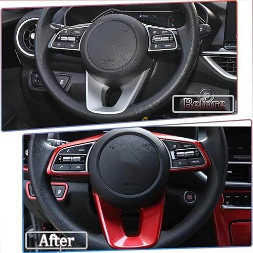 Miniatura 4 de 3 piezas de calcomanías interiores para volante para Kia Forte Cerato K3 2019 2020 2021 2022 2023 2024  ABS rojo vino deportivo accesorios