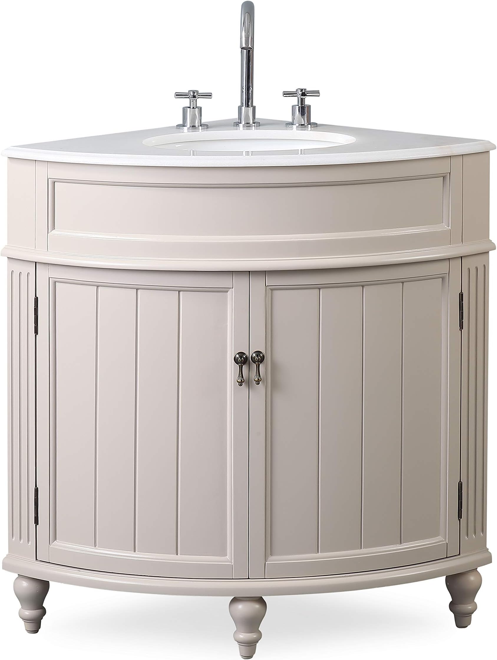 24” Triadsville Taupe Modern Slim Corner Bathroom Sink Vanity ZK-47599TP