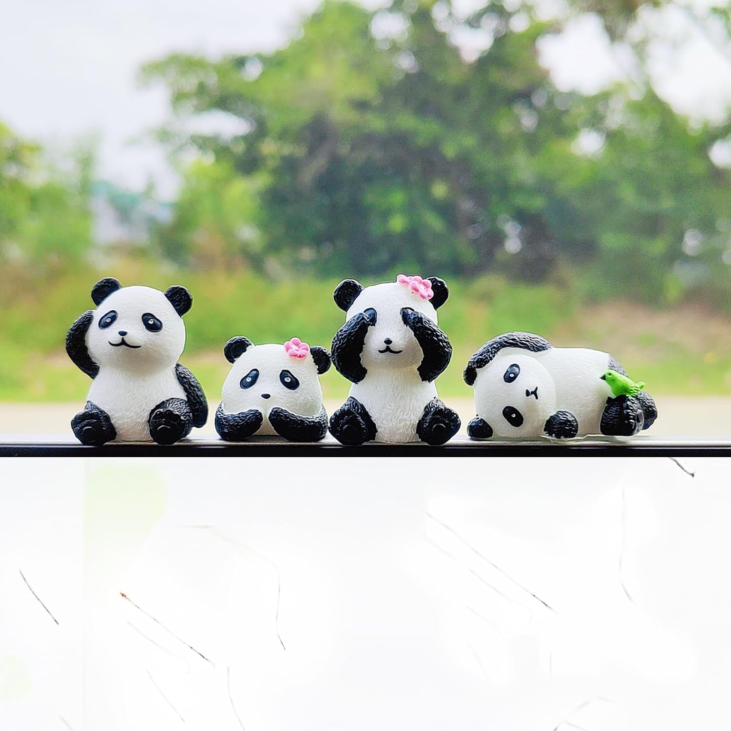 Cute Panda Car Dashboard Decorations, Funny Panda Playing Rear View Mirror Accessories Center Screen Decor, Car Accessories Interior for Women/Men