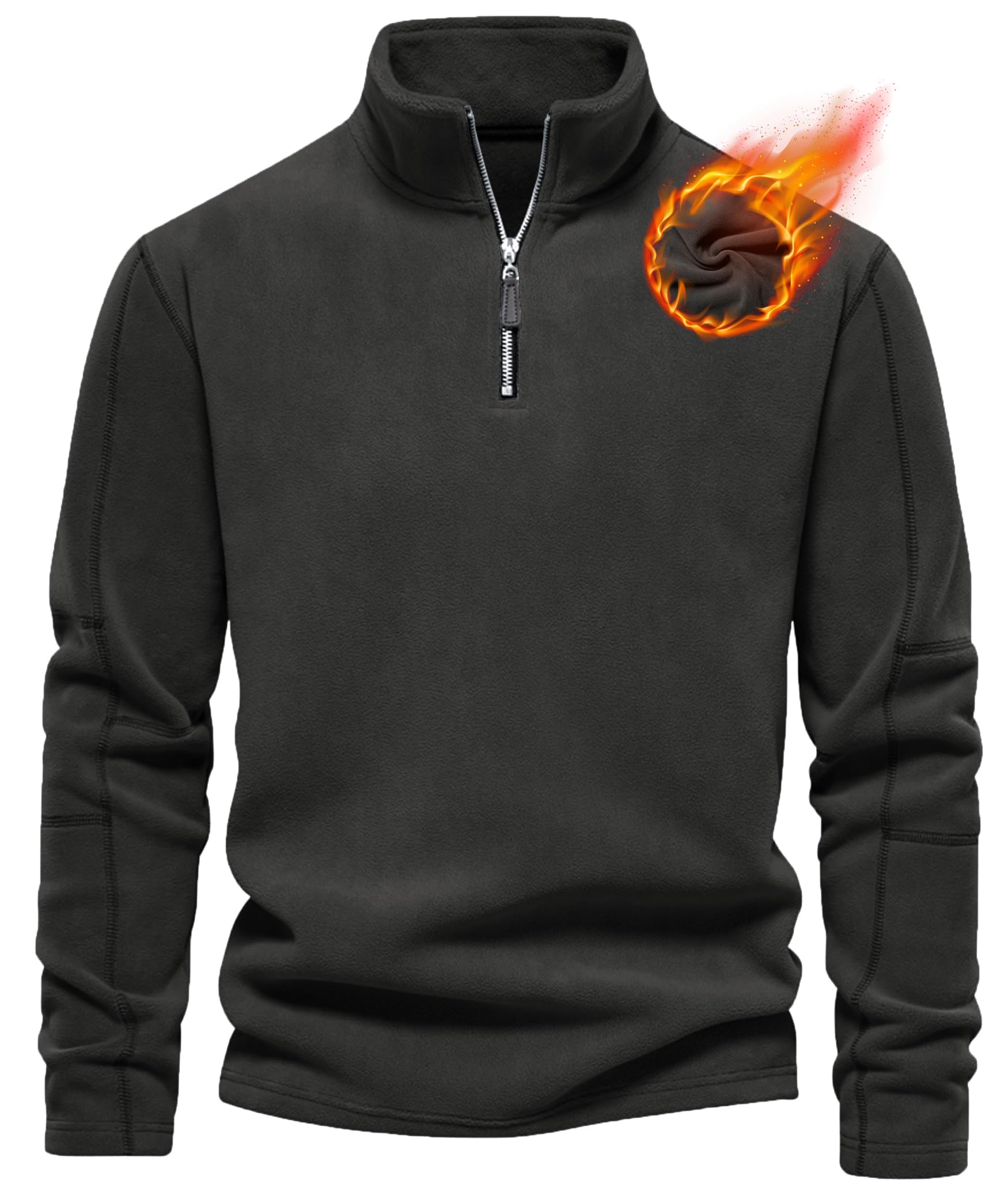 Livonmone Pull en polaire pour homme - Micro polaire chaud - Demi-fermeture éclair - Pour l'automne et l'hiver