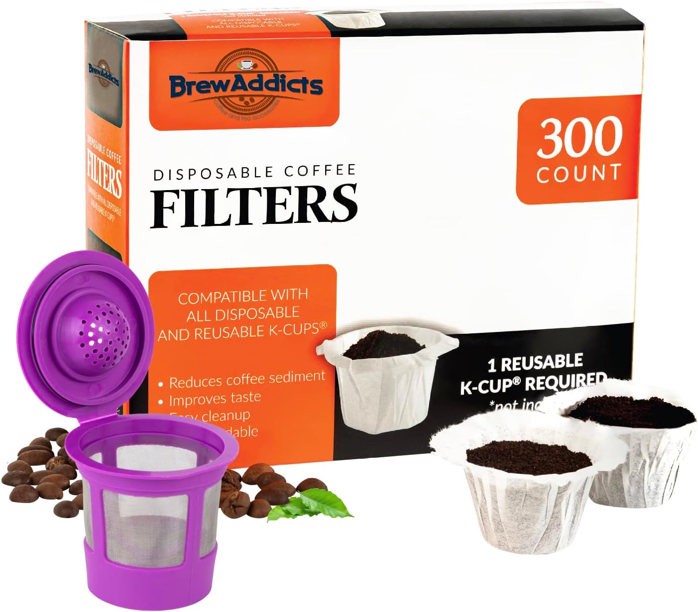 Brew Addicts Bundle 300 Paper Coffee Filters with 4 Pack of