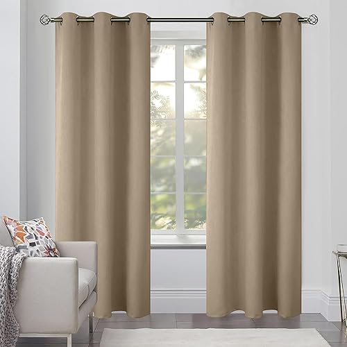 Miniatura 7 de White Classic Cortinas opacas para dormitorio, paquete de 2 paneles para colgar ventana de 84 pulgadas de largo, cortinas ciegas con ojales,