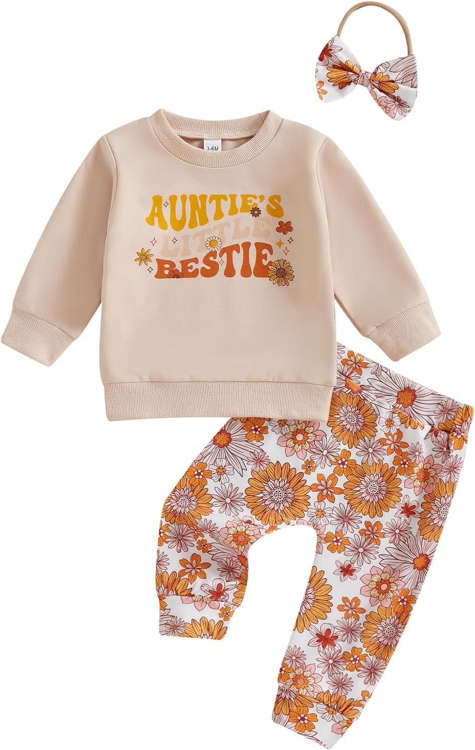 Karuedoo Toddler Baby Girl Clothes Letter Print Long Sleeve Sweatshirt Top Floral Pants Headband Set 3Pcs Fall Winter Outfits