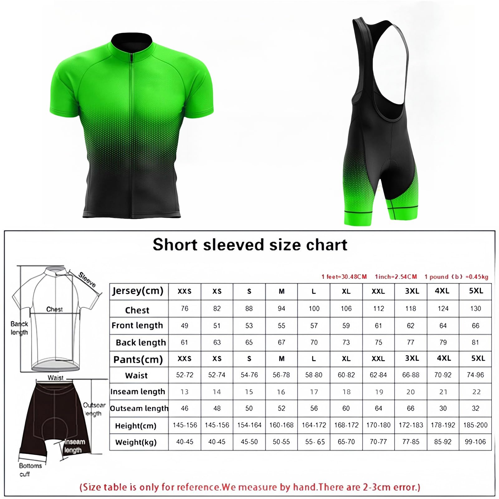 Conjunto Ciclismo Hombre Manga, Mono de Ciclismo Profesional para Hombre pantalón Corto Acolchado de Gel 19D Tejido Transpirable y de Secado rápido