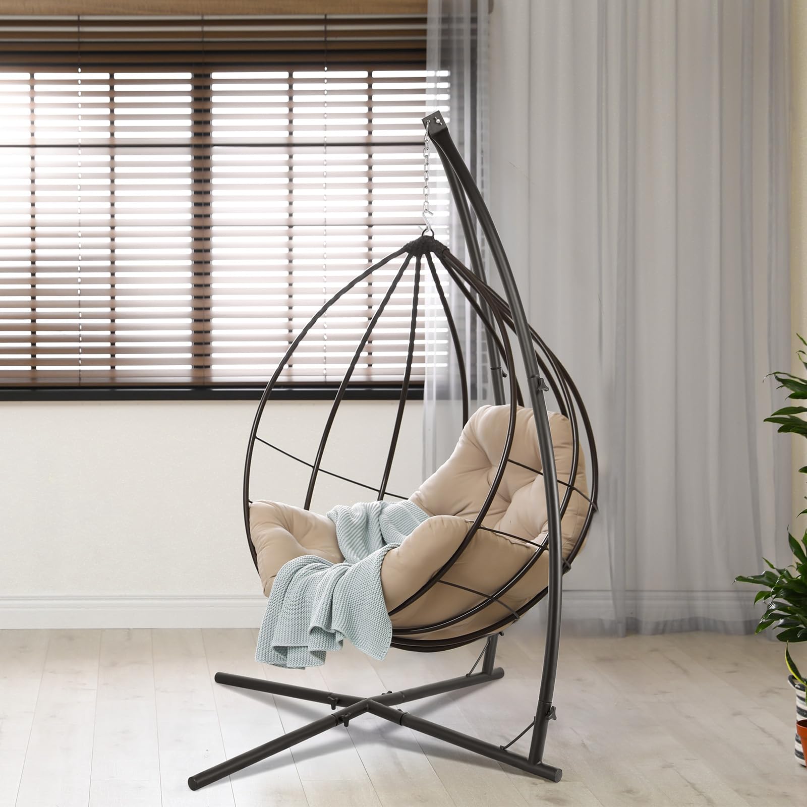 Support Hamac Chaise Suspendue Réglable Hauteur Crochets 110 kg Balcon