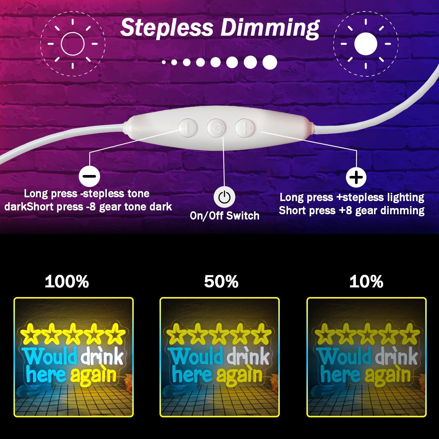 Would drink here again Neon Sign for Wall Decor Funny Bar Neon Sign Dimmable Beer Led Neon Lgiht Decorations for Home Bar Basement Garage Mancave - Image 5