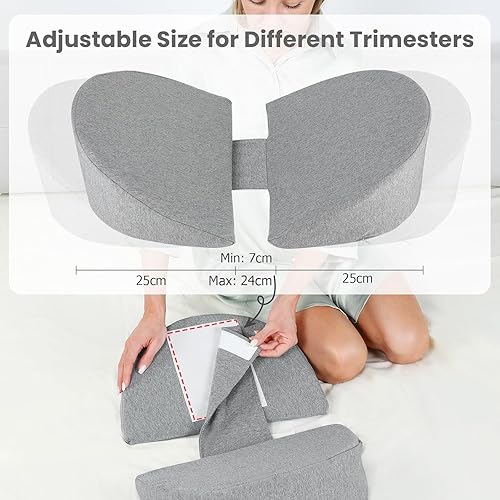 Miniatura 4 de Almohada de cuña de embarazo para dormir, almohada de maternidad de espuma viscoelástica mejorada para mujeres embarazadas, almohada corporal de