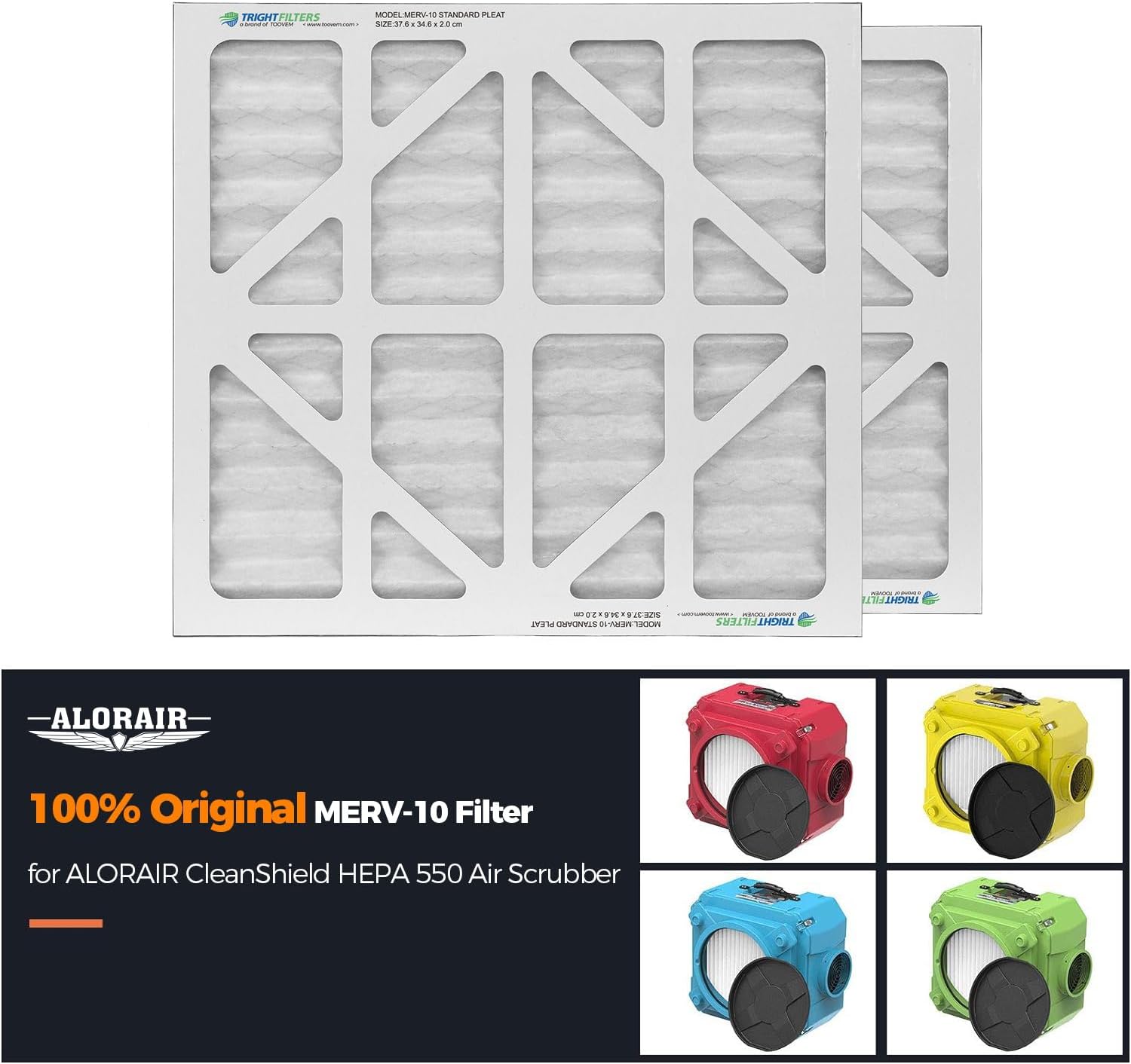 ALORAIR MERV-10 Filter Replacement Set for CleanShield HEPA 550 Air Scrubber (10 Pack) - Image 2