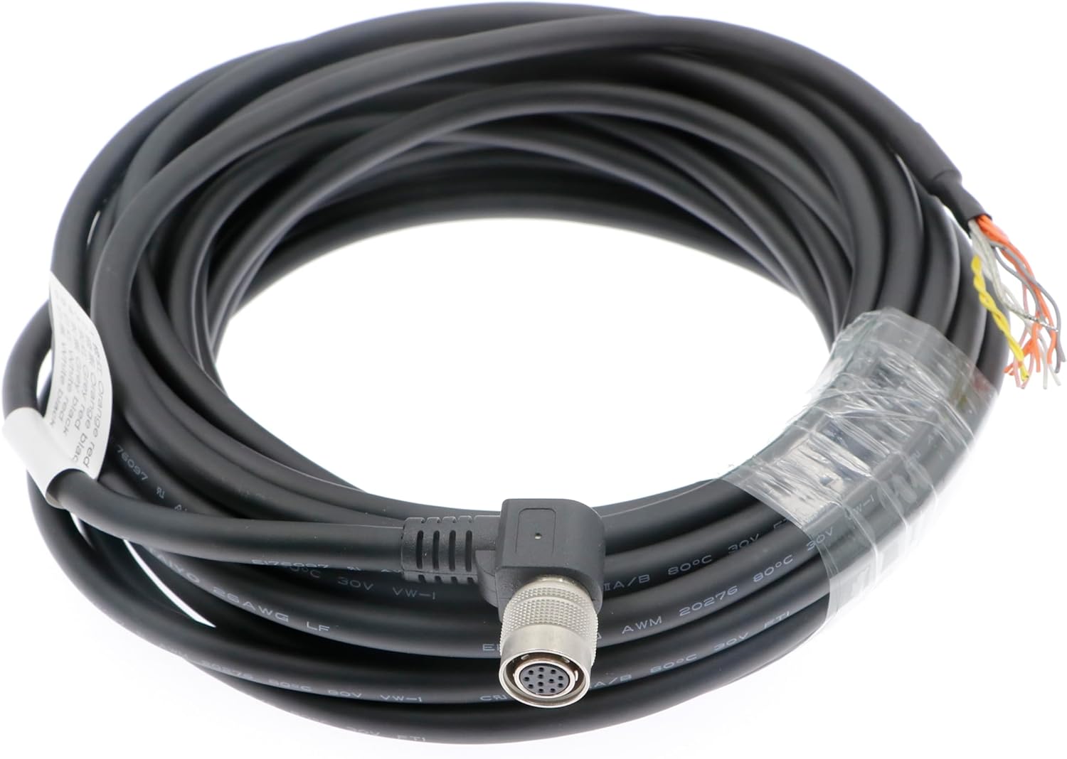 Alvin's Cables Hirose 12 Pin Female HR10A-10P-12S Right Angle to Open End Shielded I/O Shielded Cable for Sony CCD| Basler Gige| AVT GIGE Industrial Camera 10M| 32.8ft
