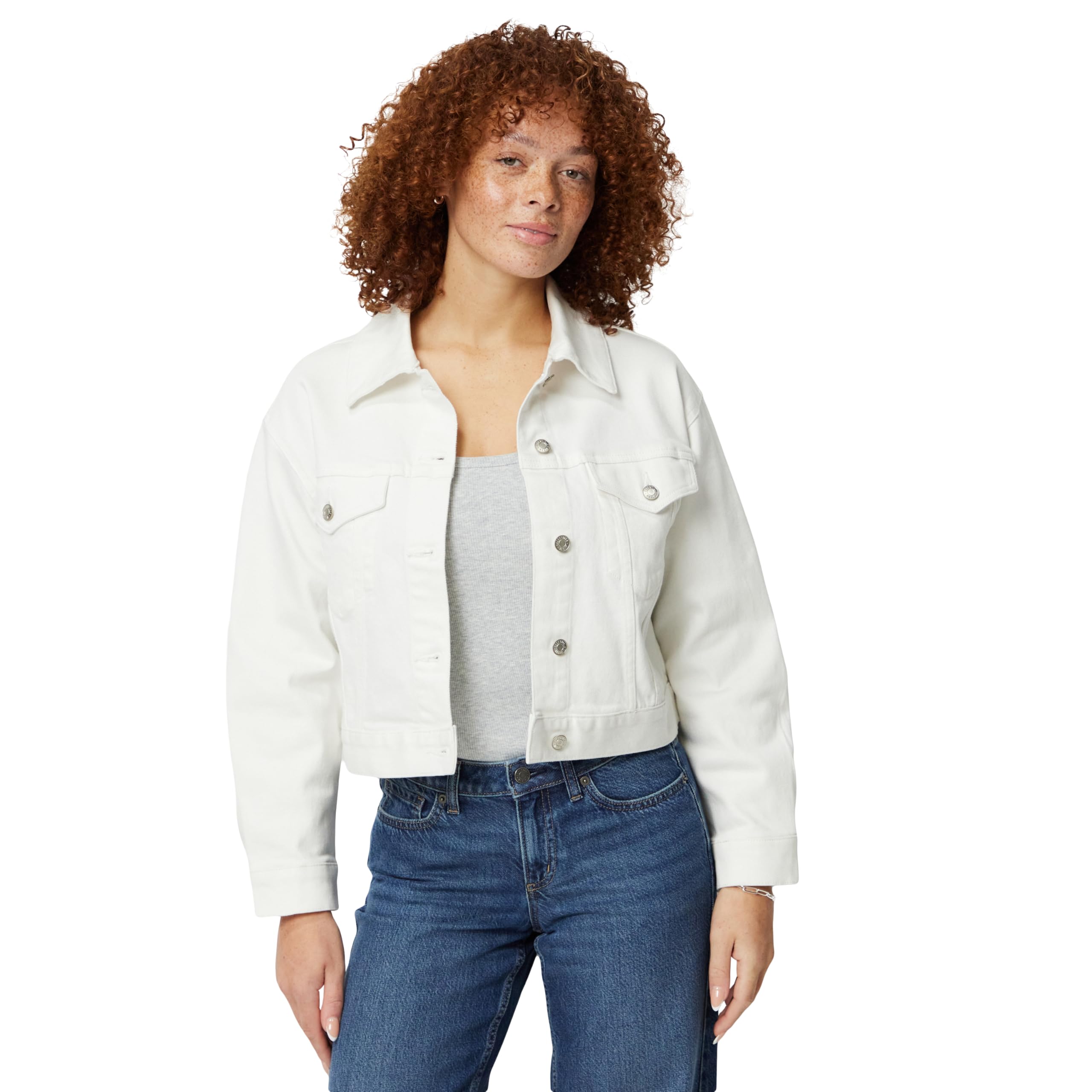 Amazon Essentials Women's Low Stretch Relaxed-Fit Cropped Denim Jacket