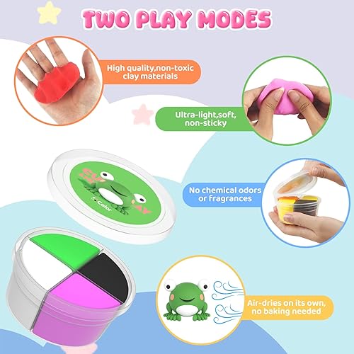Miniatura 5 de Kit de arcilla de secado al aire para niños, arcilla para modelar para niños, modelo de arcilla mágica, no pegajosa, suave y ultraligera con