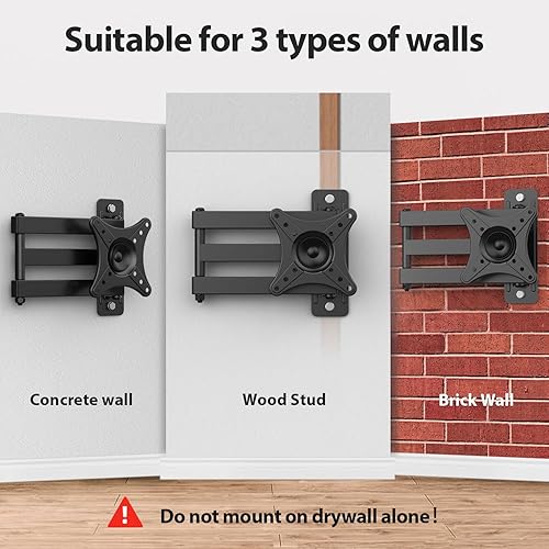 Miniatura 5 de USX MOUNT Soporte de pared para TV de movimiento completo, soporte de esquina universal de un solo perno para televisores de 13 a 32 pulgadas,
