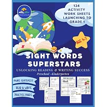 Sight Words Superstars- Unlocking Reading & Writing Success. Activity Worksheets launching to Grade 1 for Preschool-Kindergarten Age 4-7