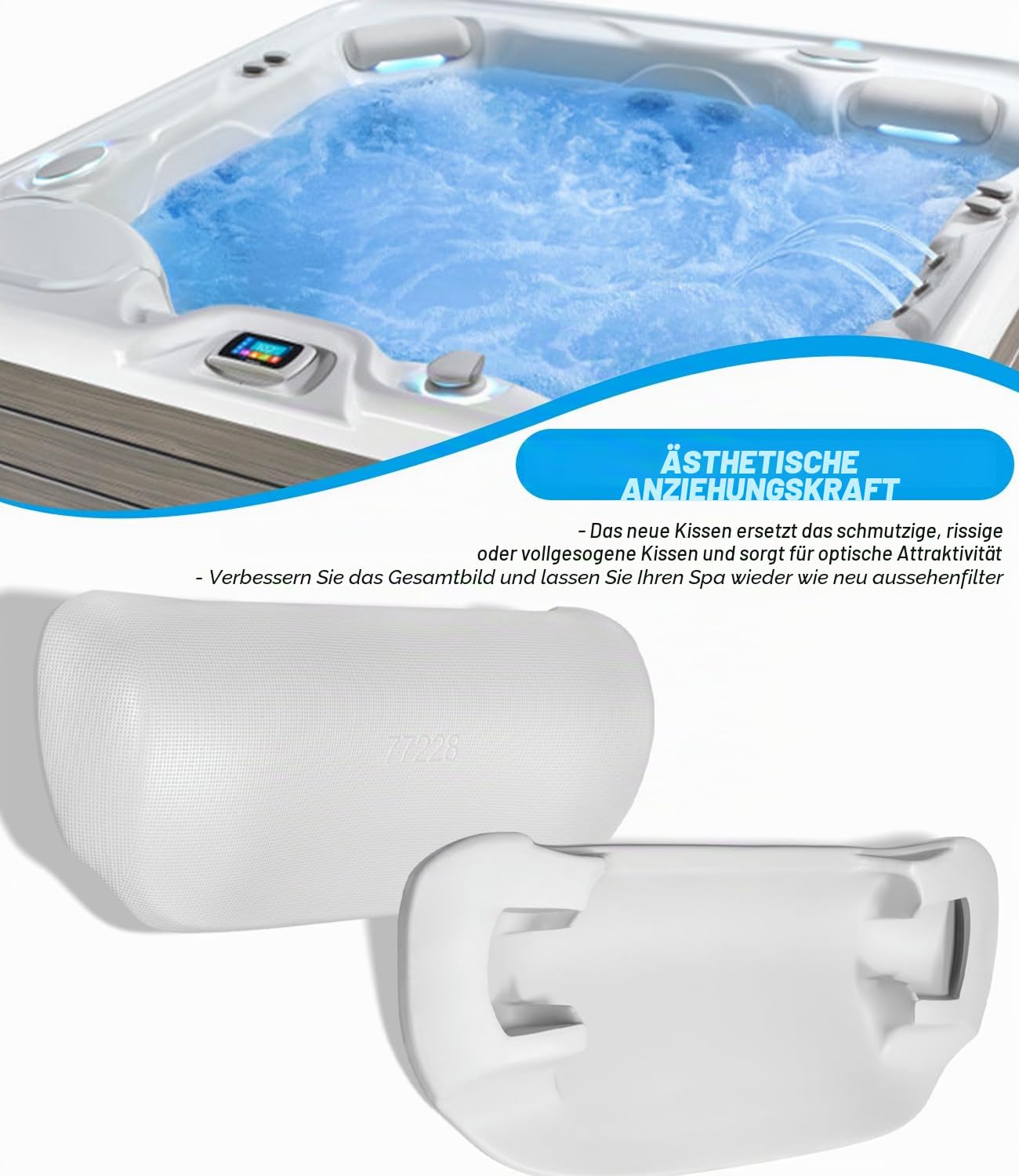 2er-Pack 77228 Spas Ersatzkissen für Hot Spring Highlife Collection Whirlpools ab 2014, Cool Grey Spa Kopfstütze