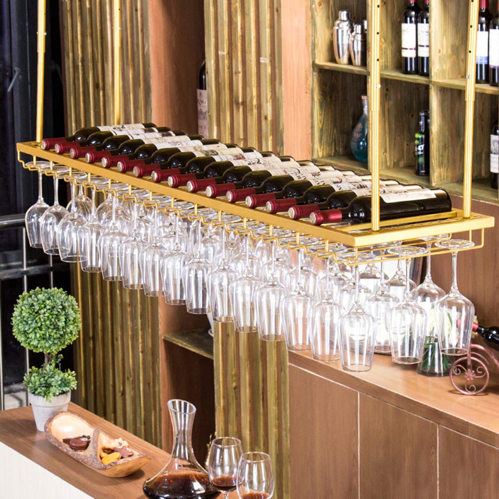 Estante de vino rústico de altura ajustable con soporte para copas para colgar botellas de vidrio retro para montaje en pared, soporte para botellas de vino montado en la pared.
