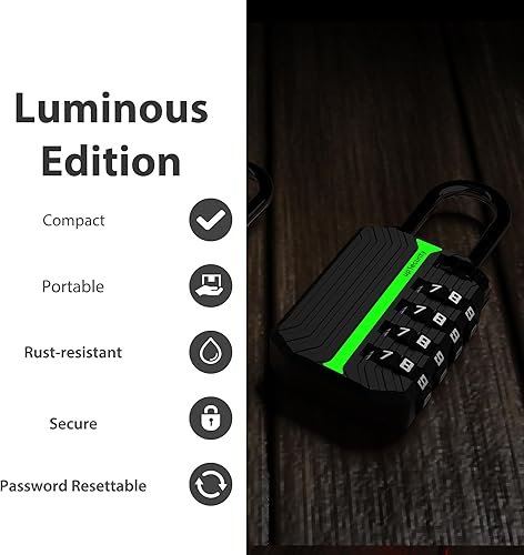 Miniatura 3 de Cerradura combinada para casillero de gimnasio, cerradura de combinación de 4 dígitos para casillero, combinación de candado pequeño, candado