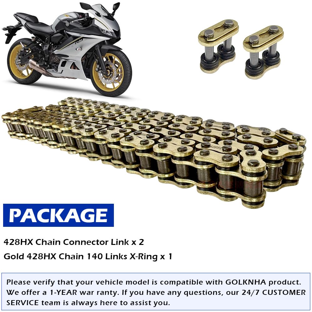 Gold 428 X-Ring Motorcycle Chain 140 Links — Amazon image 7