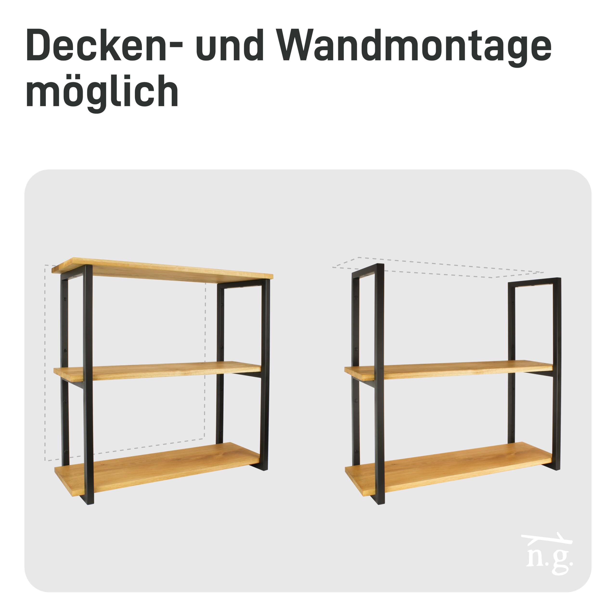 Natural Goods Berlin 2X Regalhalterung GRÜNAU - Wandregal aus Metall in Schwarz - Wand Regalträger für Hängeregale in Wohnzimmer, Küche, Bad und Abstellkammer