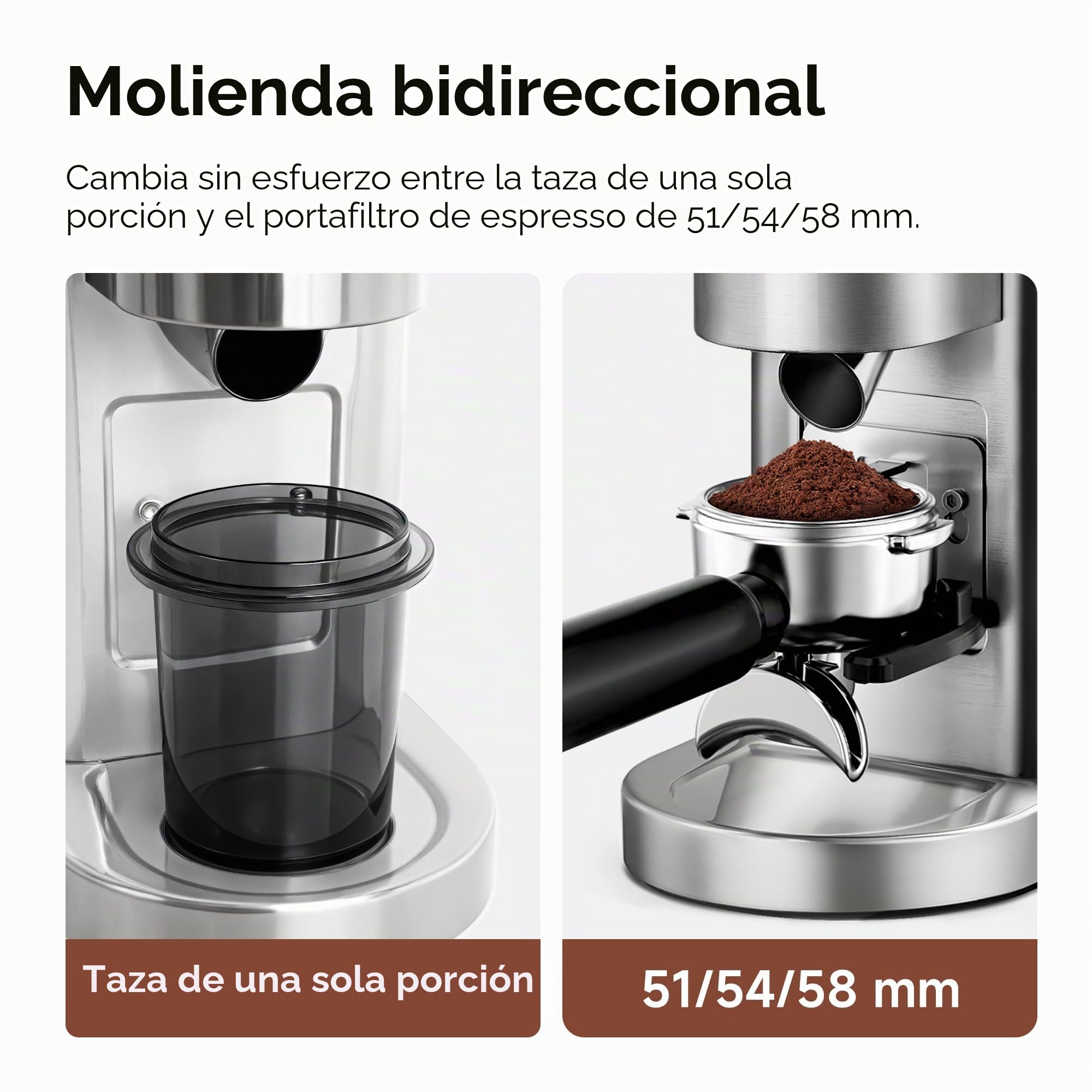 HIBREW G7 Molinillo de Espresso con fresado cónico, vaso dosificador magnético, carcasa metálica, 48 niveles de molienda - para Espresso, Moka Pots y café de goteo