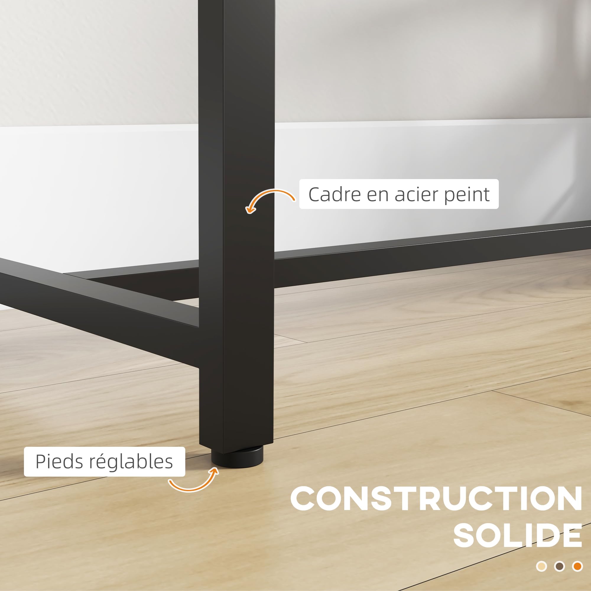 HOMCOM Table de Bar Table Haute de Cuisine Mange-Debout avec étagères - 120 x 40 x 105 cm - piètement Acier Noir Marron