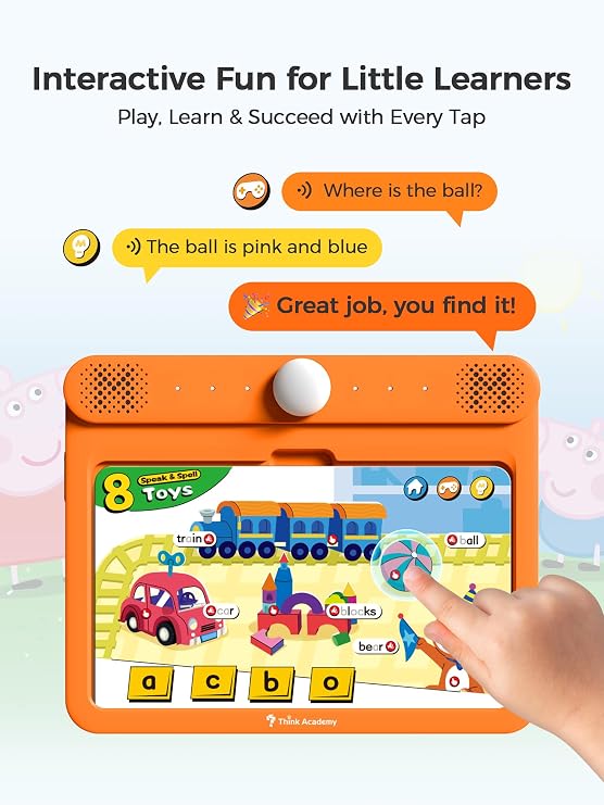 Think Academy Interactive Learning Tablet Pad with Flash Cards for Kids 3-5