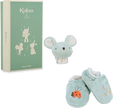 KALOO - Bracelet and Booties Set - Bracelet and Booties with Bell - Refined Gift for Birth - Promotes Development and Motor Skills - Personalised Gift Box - K210011