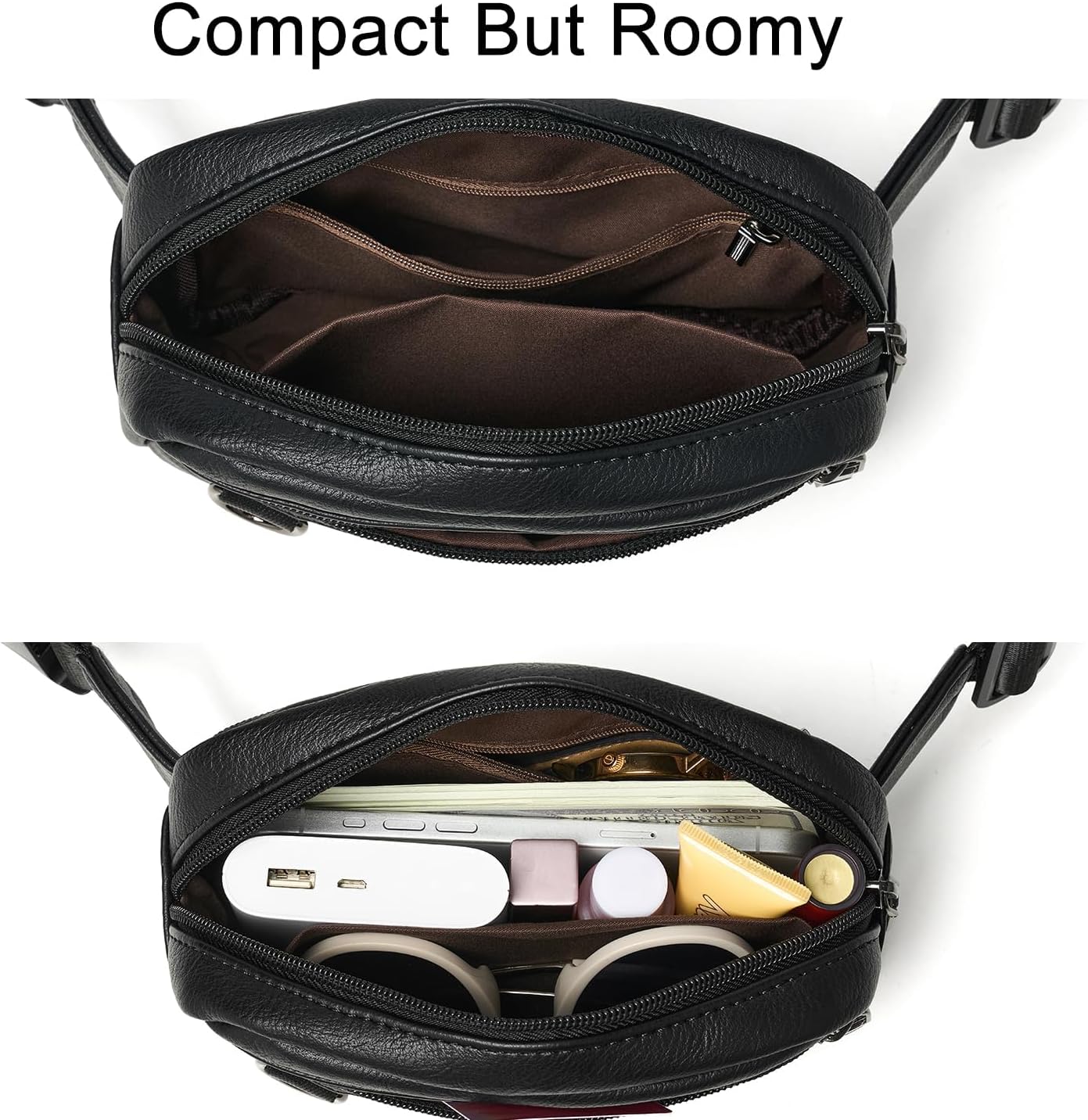 2L Fanny Packs for Women Men Corss Body Belt Bag Waist Pack Vegan Leather Trendy Travel Cycling Waterproof Black - Image 4