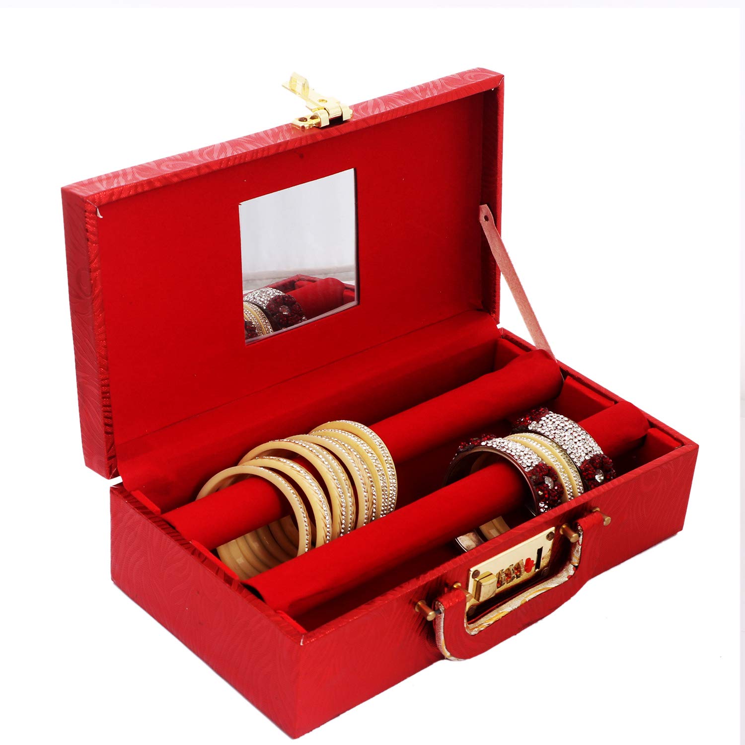 Kuber Industries Wooden Two Rod Bangle Storage Box, (Maroon) - CTKTC030644