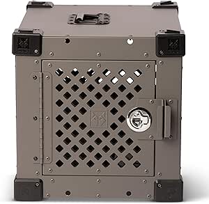 Impact Mini Stationary Dog Crate for Small Dogs - Heavy Duty Dog Kennel with Powder-Coated Aluminum - Designed for Home and Travel (Grey, 24" (24.5" L x 18.5" W x 19" H))