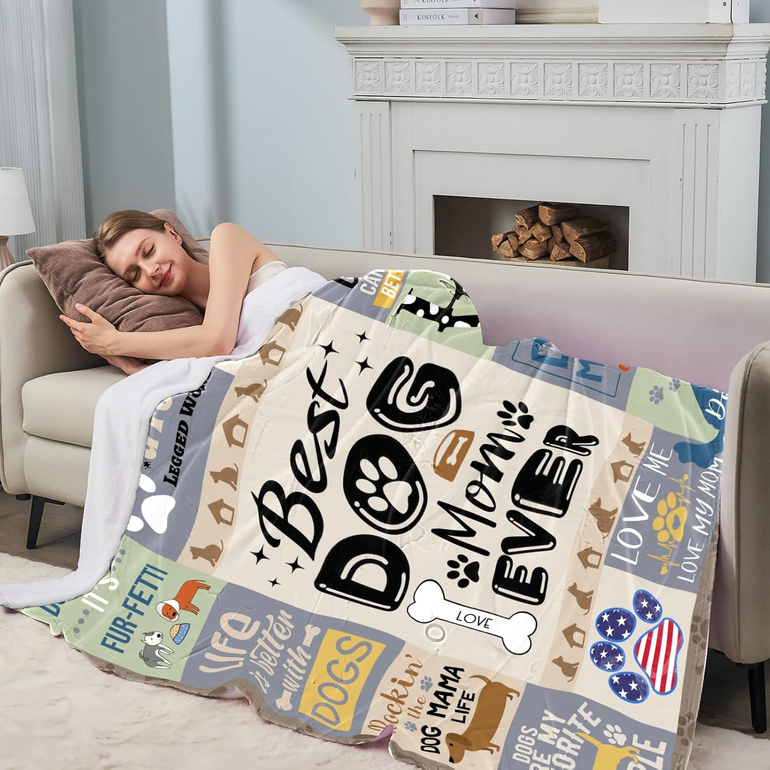 Dog Lovers Gifts for Women, Dogs Mom Blanket 60x80 Inch, Dog Mom Gifts for Women for Mothers Day Christmas Thanksigiving