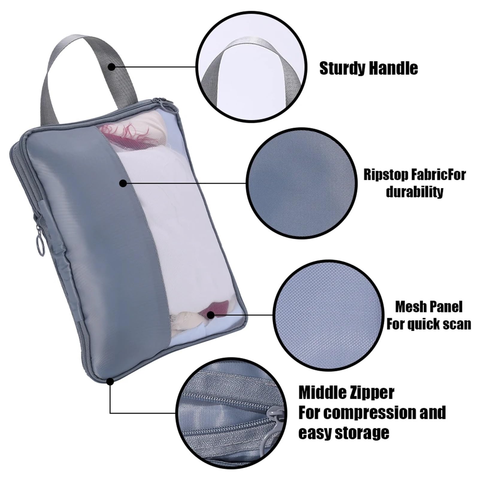 Cubi di imballaggio 4PCS Comprimibile portatile impermeabile sacchetto di immagazzinaggio