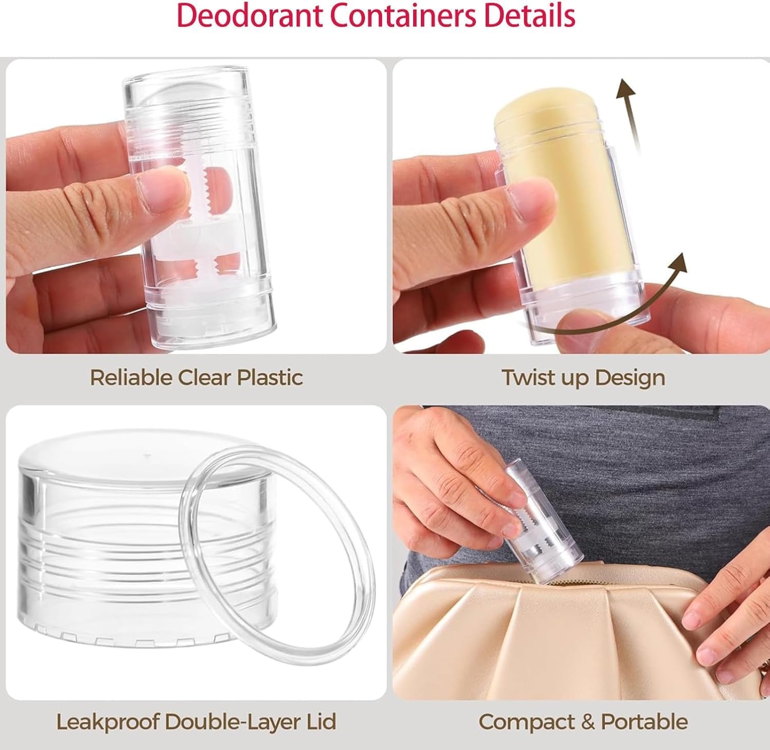 10 Pack Empty Deodorant Containers Twist Up Filling Stick Plastic Deodorant Container Round Balm Tubes Refillable Deodorant Bottles for DIY Deodorant Tube Lipstick Crayon Chapstick(75ml,Clear)
