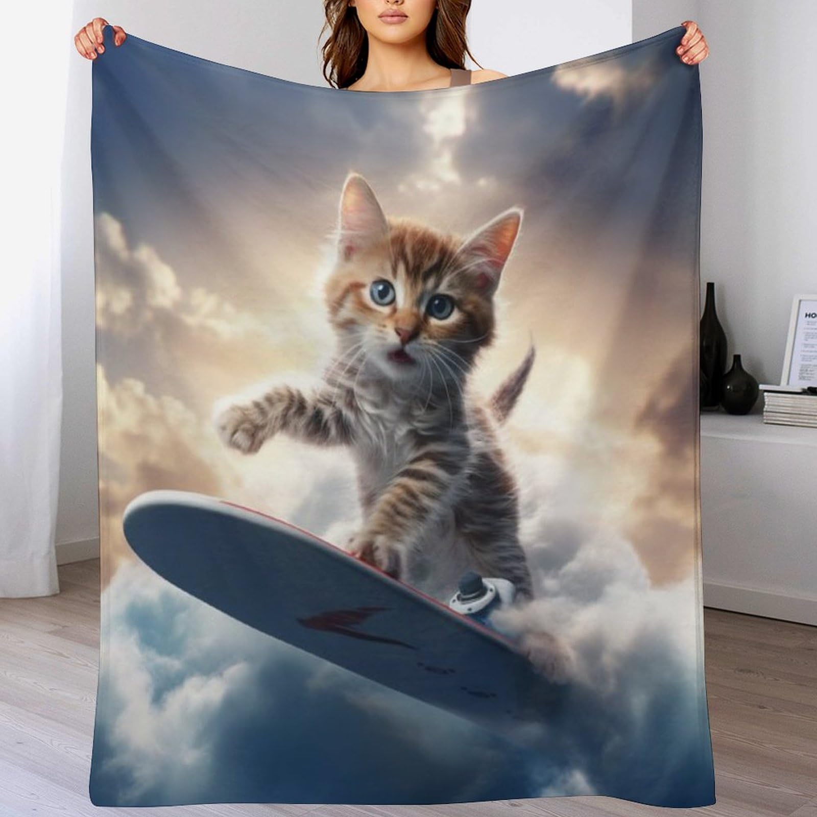 Couverture confortable douce chat mignon pour éliminer le froid sur votre lit ou sofa