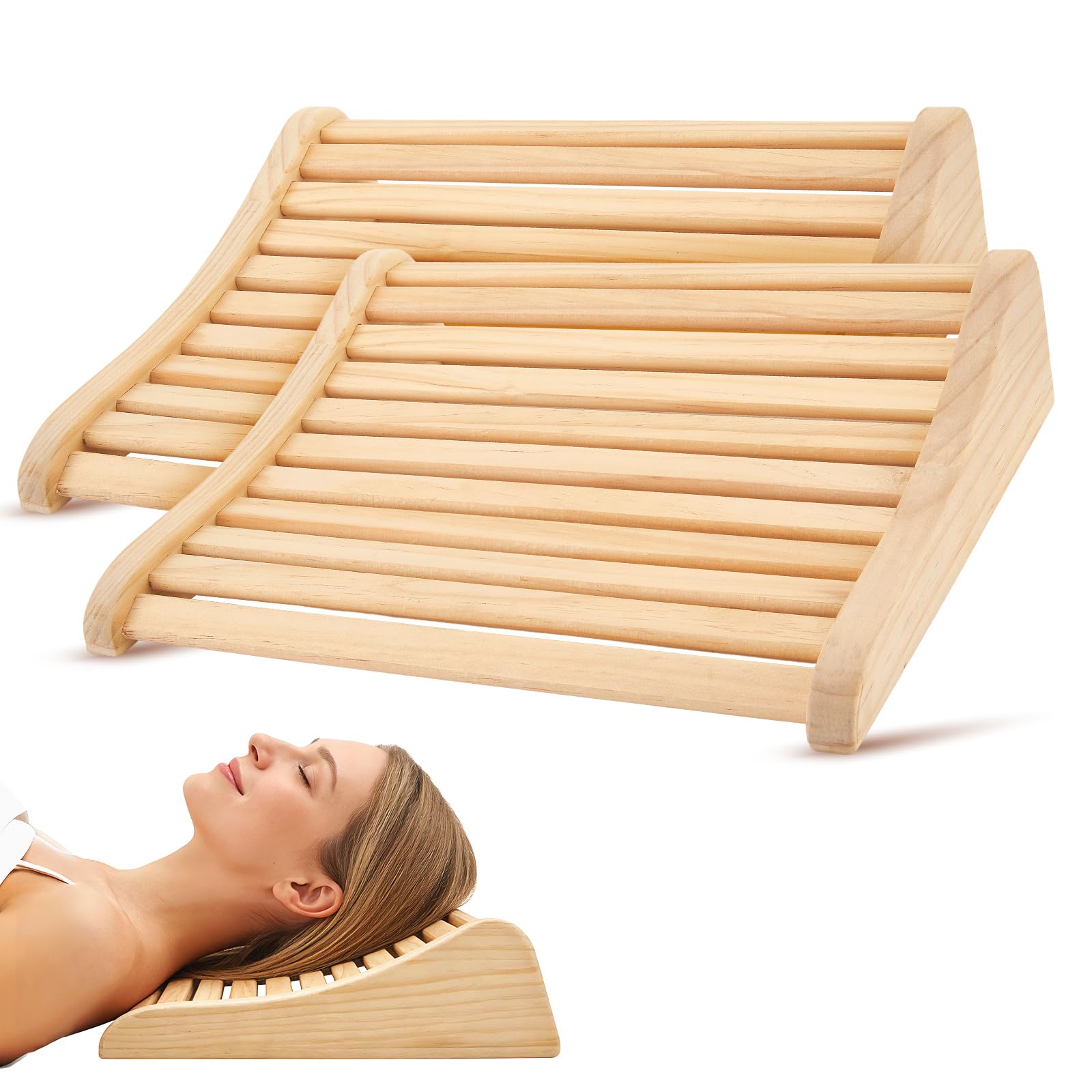 2 Stück Sauna Kopfstütze Holz,Ergonomisches Design