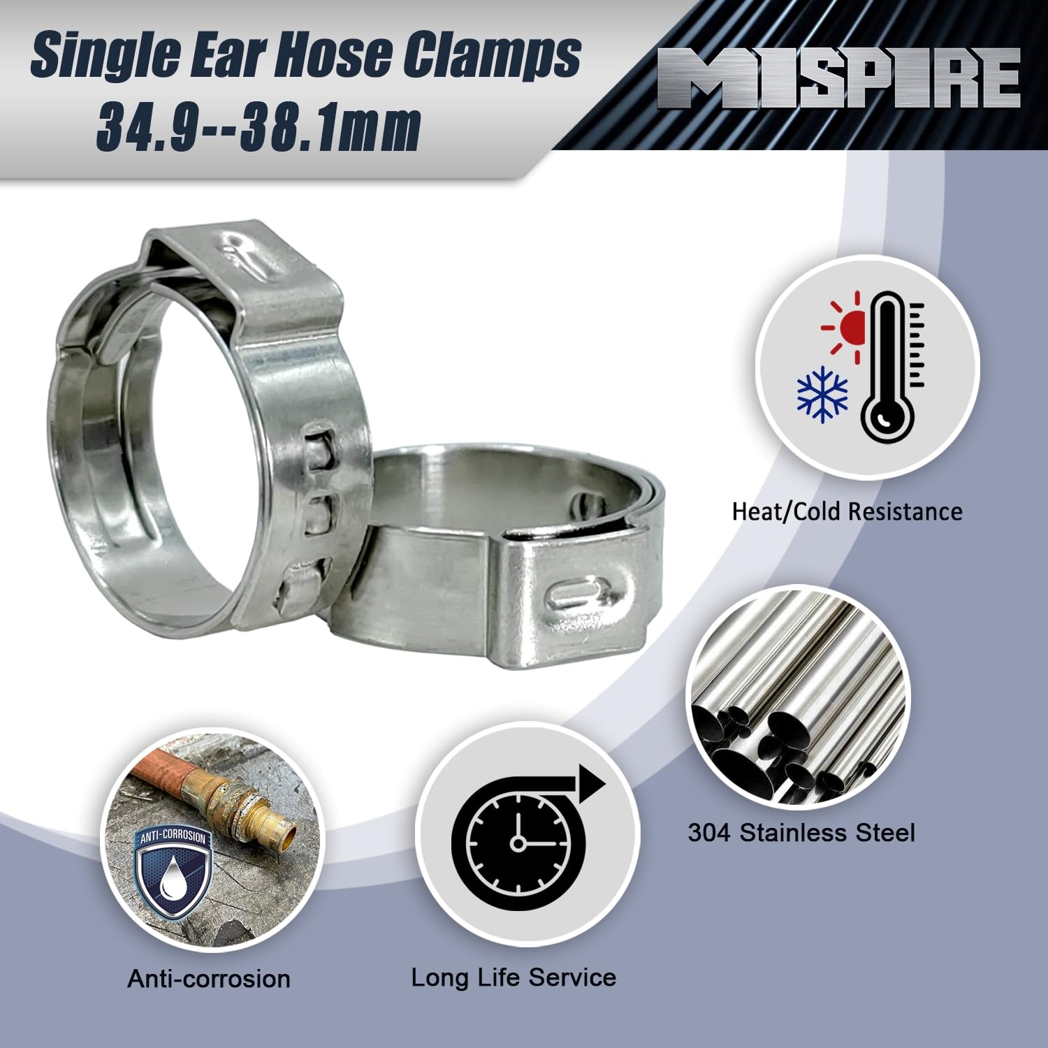 MISPIRE Lot De 25 Colliers De Serrage à Une Oreille 34,9 à 38