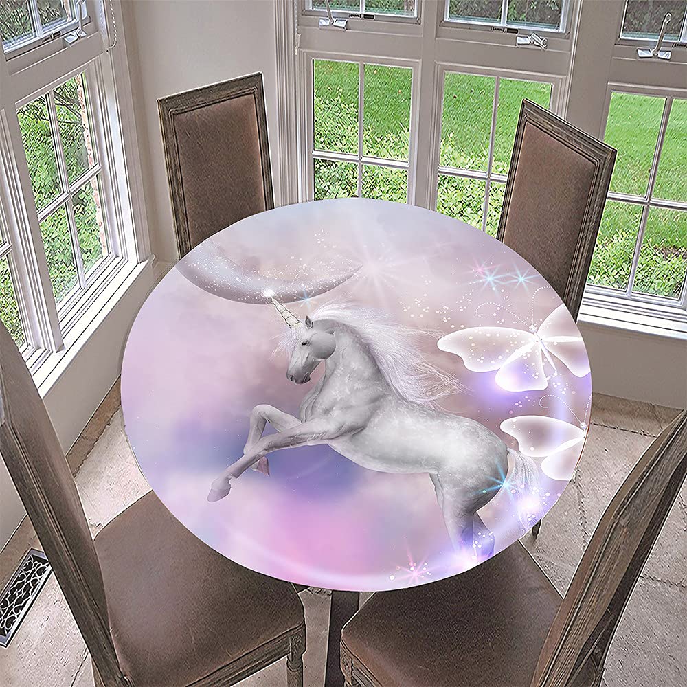 FANSU Protège Table Elastiqué Rond Nappe Anti-Taches Pour La Maison Patio Deck Table À Thé Cuisine Salle À Manger Décoration De Mariage De Fête (Fleurs Fraîches,200cm