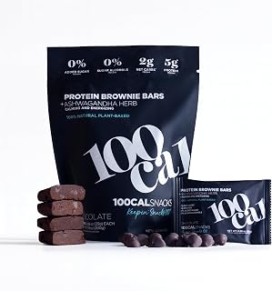 Protein Bar Chocolate Brownie | High Protein High Fiber Keto Snacks for Gut Health, Gluten Free Chocolate with Organic Ingredients for Weight Loss, Vegan Protein Bars with MCT Oil and Ashwagandha, Wholesome Yum Clean Protein Bars 100 Calories each | Low Calorie, Low Carb | Contains 8 Units | 100 Cal Snacks