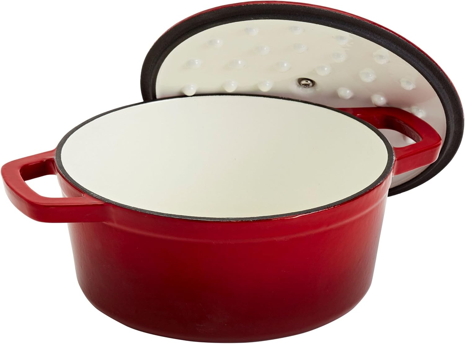 Smith & Clark 5-Quart Enameled Cast Iron Dutch Oven Pot with Lid, Red