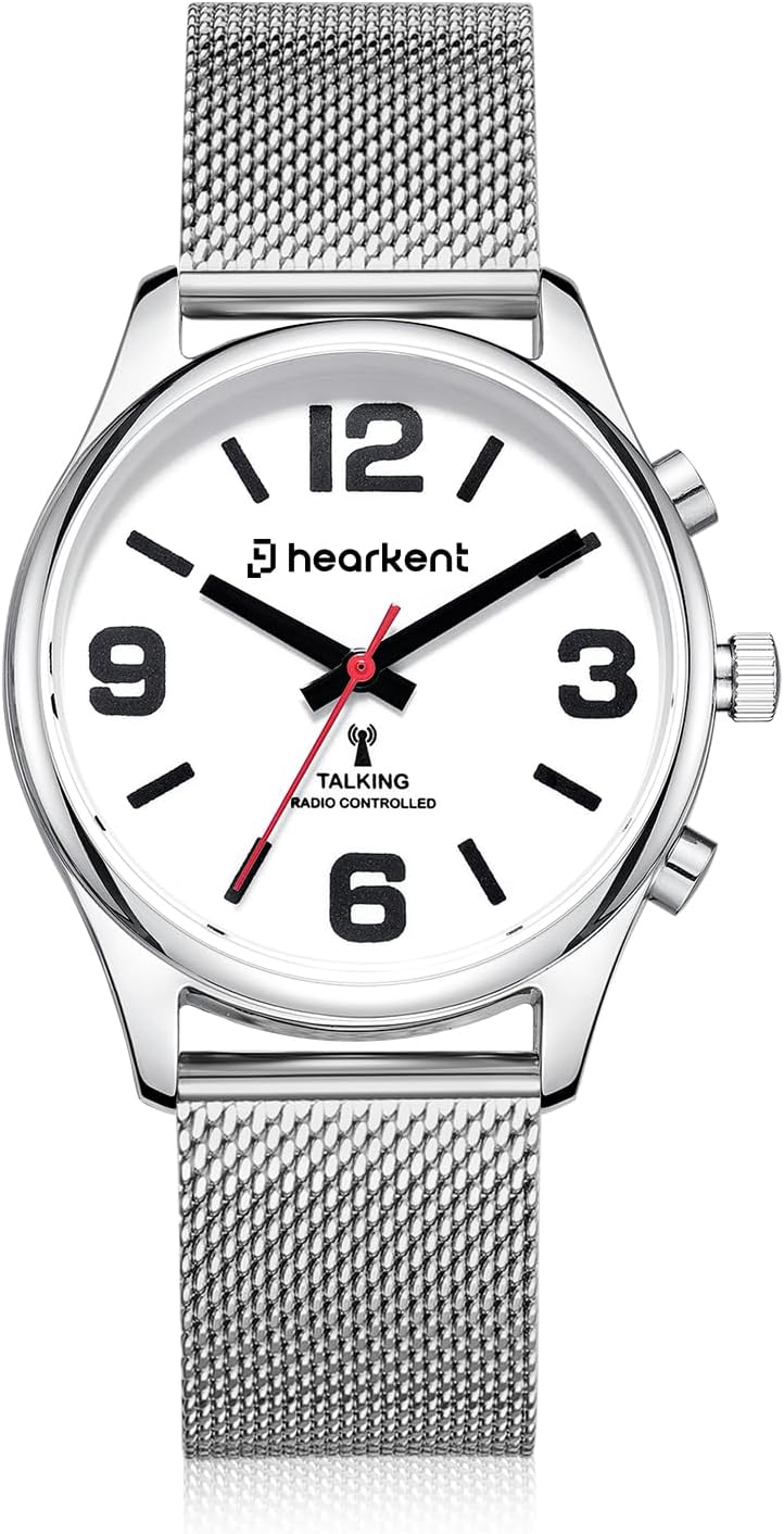 Hearkent Atomic Talking Watch,English Announce,Large Number&Dial,Time Self Setting,Built-in Alarm/Hourly Chime for Elderly/Blind/Visually Imparied