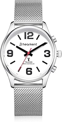 Hearkent Atomic Talking Watch,English Announce,Large Number&Dial,Time Self Setting,Built-in Alarm/Hourly Chime for Elderly/Blind/Visually Imparied