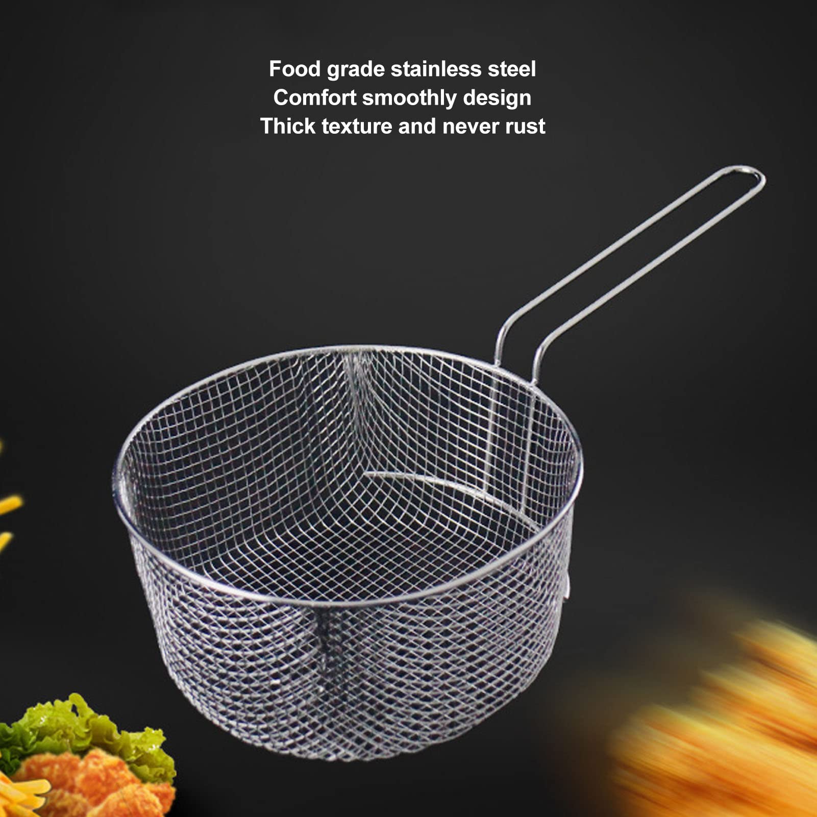 Cesta Redonda para Freidora, Cesta De Olla Freidora Con Cestillo Freír Malla Fina Colador de Acero Inoxidable Cestillo Freidor para Freir y Cocinar