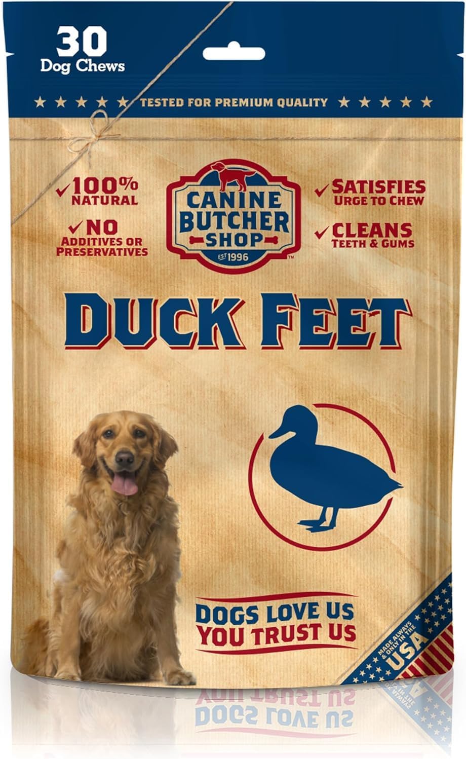 Duck Feet for Dogs (Pack of 30), Raised & Made in USA Dehydrated Duck Feet, All-Natural Dog Chews, Treats, Snacks