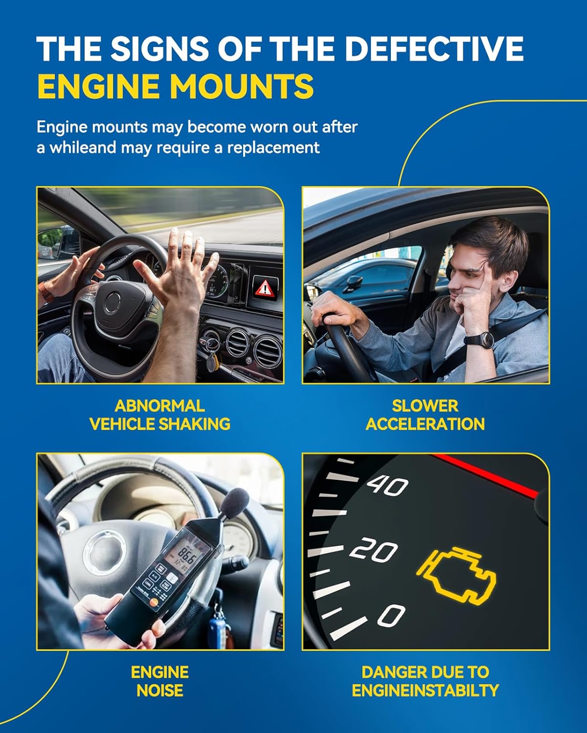 PHILTOP Engine Mount Compatible with 2003-2005 Chrysler PT Cruiser 2.4L Transmission Mounts for 2001-2002 Chrysler PT Cruiser ReplaceA2947,A2948,A2949,A3026, Set of 4