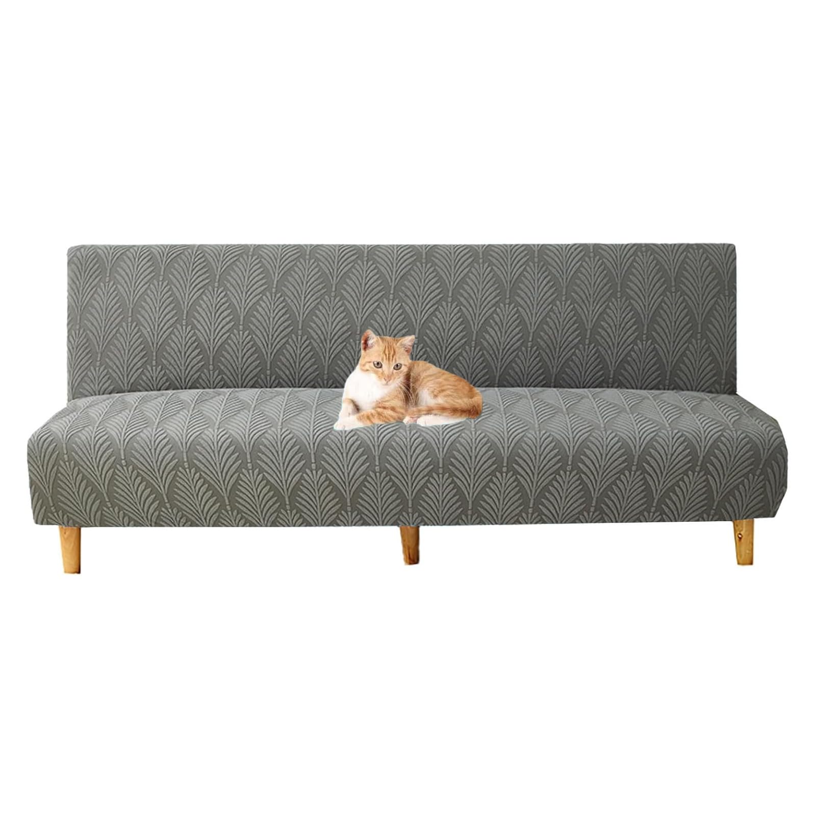 Housse de canapé futon extensible en jacquard gris foncé taille S