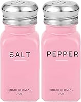 Vista 1 de Brighter Barns - Juego de saleros y pimenteros rosados, accesorios de cocina modernos, bonito juego de sal y pimienta con tapas de acero inoxidable