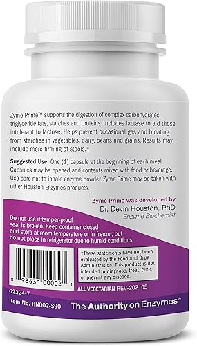 Miniatura 3 de Zyme Prime - 90 cápsulas - Formulado profesionalmente para apoyar la digestión de carbohidratos y grasas - Mejorado con lactasa para intolerancia a