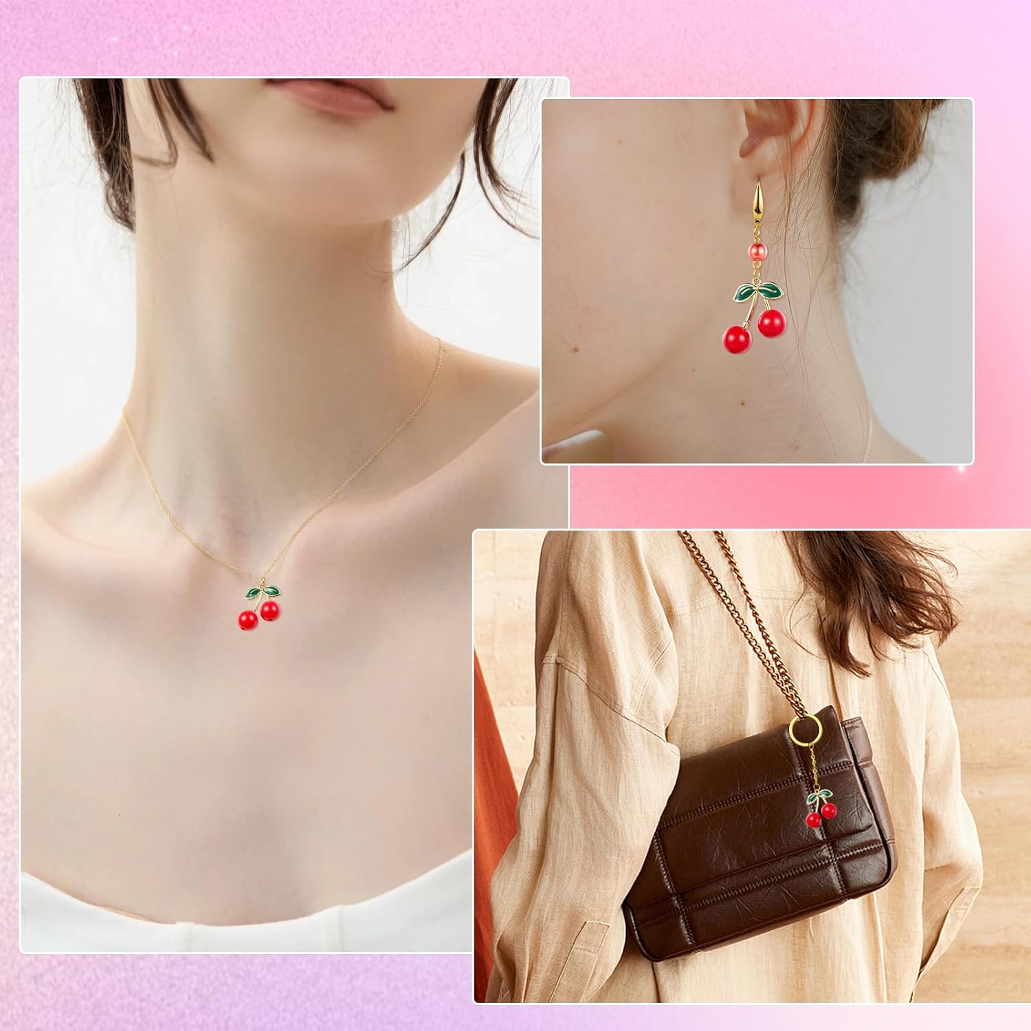 Cherry Charms for Jewelry Making Cute Fruit Bracelet Charms Pendants for Necklaces DIY Crafts Keychain Gift Supplies - Image 7